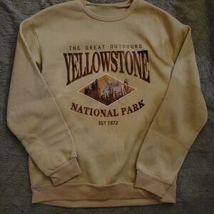 SHEIN Cream Yellowstone Graphic Crewneck Sweater